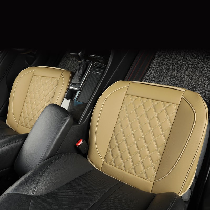 Vankerful 2 Pack Leather Front Car Seat Covers,Bottom Seat Covers for Cars,Driver Car Seat Cover,Luxury Seat Protectors,Waterproof,Full Wrap,for Most Vehicles,Sedan,Truck,SUV(Black) - Image 4