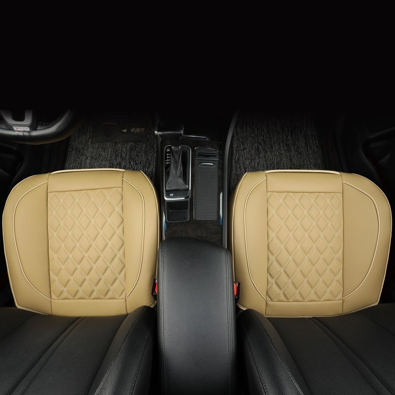 Vankerful 2 Pack Leather Front Car Seat Covers,Bottom Seat Covers for Cars,Driver Car Seat Cover,Luxury Seat Protectors,Waterproof,Full Wrap,for Most Vehicles,Sedan,Truck,SUV(Black) - Image 5