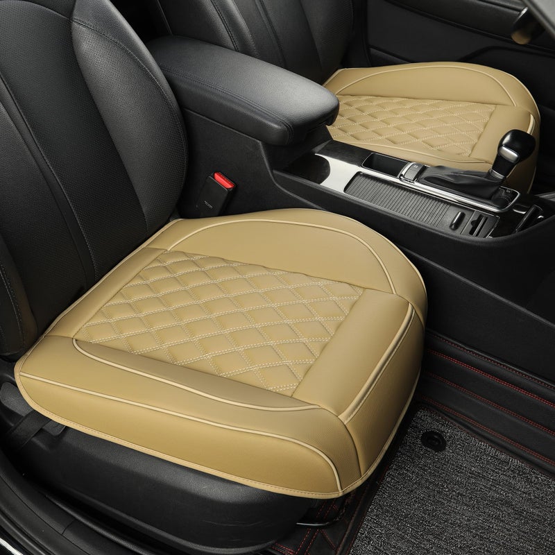 Vankerful 2 Pack Leather Front Car Seat Covers,Bottom Seat Covers for Cars,Driver Car Seat Cover,Luxury Seat Protectors,Waterproof,Full Wrap,for Most Vehicles,Sedan,Truck,SUV(Black) - Image 1