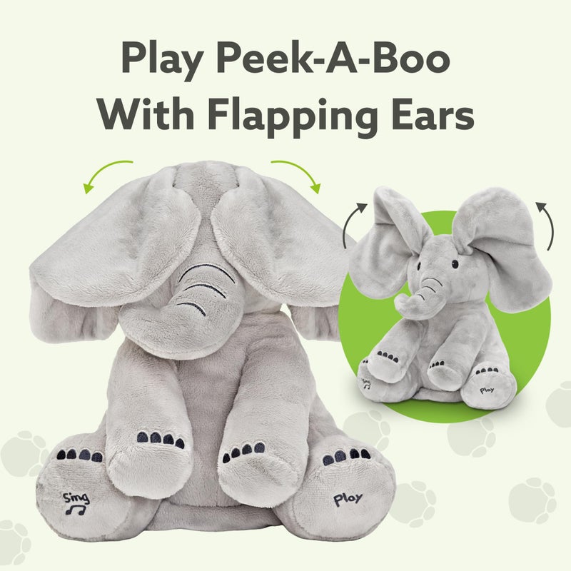 Tippi Peek a Boo Elephant Toy - Interactive Singing Elephant Teddy with Flapping Ears - for Newborn Baby Boys or Girls - Peekaboo Soft Toy for Babies 0-12 Months + - Image 2