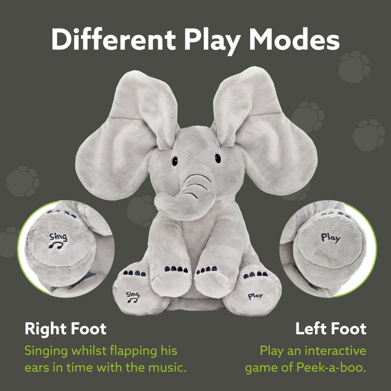 Tippi Peek a Boo Elephant Toy - Interactive Singing Elephant Teddy with Flapping Ears - for Newborn Baby Boys or Girls - Peekaboo Soft Toy for Babies 0-12 Months + - Image 5