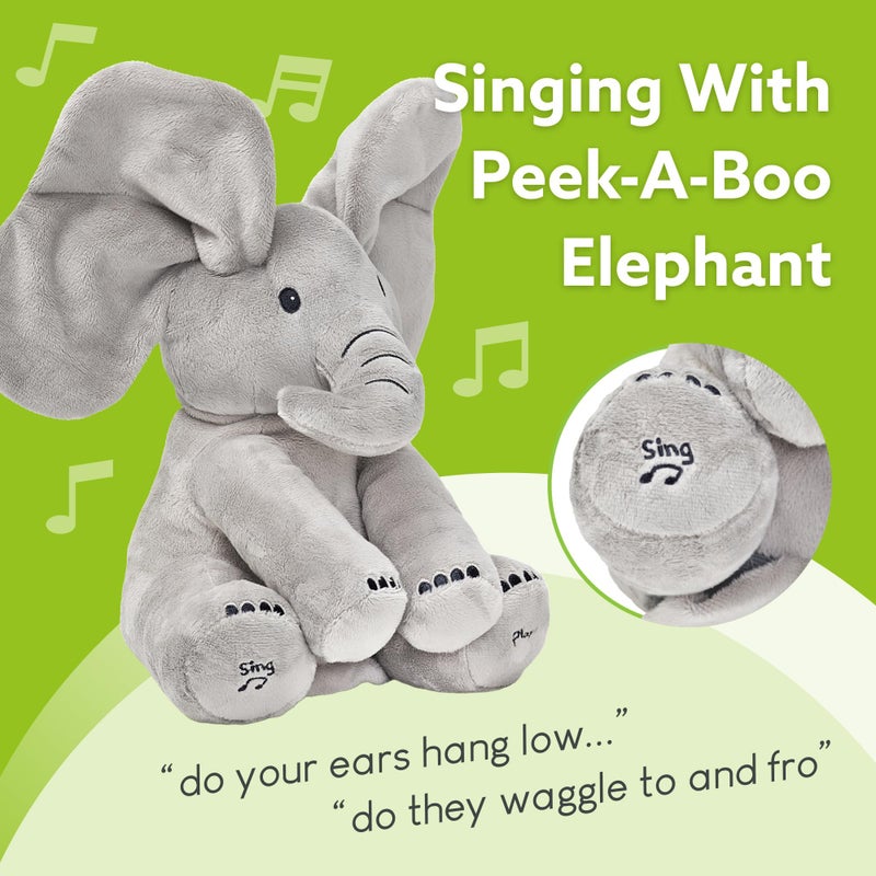 Tippi Peek a Boo Elephant Toy - Interactive Singing Elephant Teddy with Flapping Ears - for Newborn Baby Boys or Girls - Peekaboo Soft Toy for Babies 0-12 Months + - Image 4