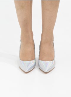 LAMARAPARIS Prisha pointy sling back on a 9cm block heel silver  - Image 5