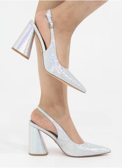 LAMARAPARIS Prisha pointy sling back on a 9cm block heel silver  - Image 2