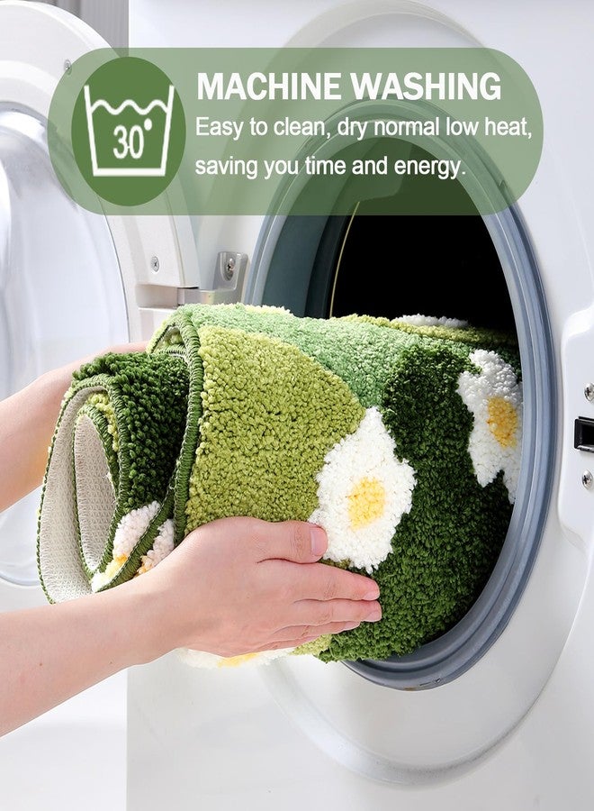 PTAEXCEL Cute Bath Mat, Moss Rug Soft Green Bathroom Rug, Non Slip Bath Mat Super Absorbent, Floral Nature Bathtub Mat Washable for Shower Bathroom Floor (Full Bloom, 32" x 20") - Image 5