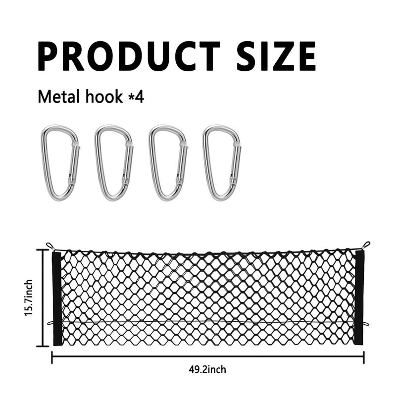 KIFIDAN 49" x 15.7" Truck Bed Organizer,Elastic Shrink Truck Cargo Net with 4 Metal Hooks Keep Truck Interior Tidy,Truck Bed Storage Hold Many Items Compatible with Chevrolet,Ford,GMC (XL 49"x15.7") - Image 2