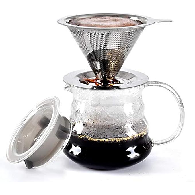 غود ستاف ماكينة صنع القهوة بدون ورق 188 304 من الفولاذ المقاوم للصدأ قابلة لإعادة الاستخدام مع فلتر قهوة مخروطي لكوب واحد - Image 5