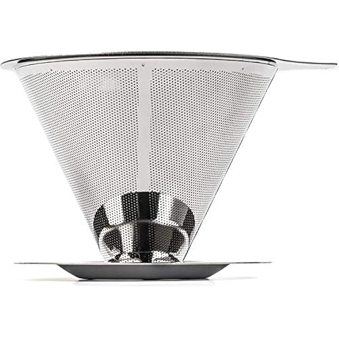 غود ستاف ماكينة صنع القهوة بدون ورق 188 304 من الفولاذ المقاوم للصدأ قابلة لإعادة الاستخدام مع فلتر قهوة مخروطي لكوب واحد - Image 3