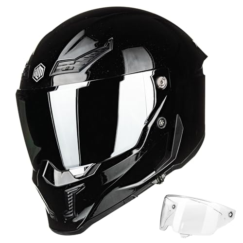 ILM Motorcycle Helmets for Adult Men Women Full Face DOT ECE Powersports Dual Visor Street Racing Helmet with Pinlock Cascos para Motos Model MF509 (Gloss Blacks, S) - Image 1