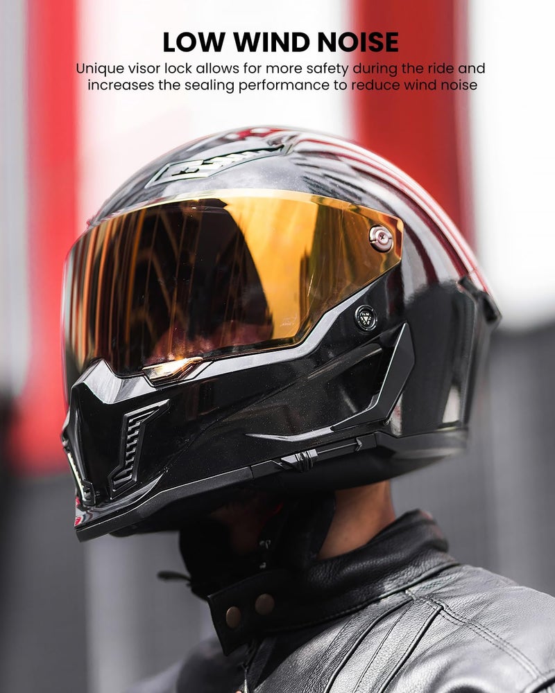 ILM Motorcycle Helmets for Adult Men Women Full Face DOT ECE Powersports Dual Visor Street Racing Helmet with Pinlock Cascos para Motos Model MF509 (Gloss Blacks, S) - Image 3