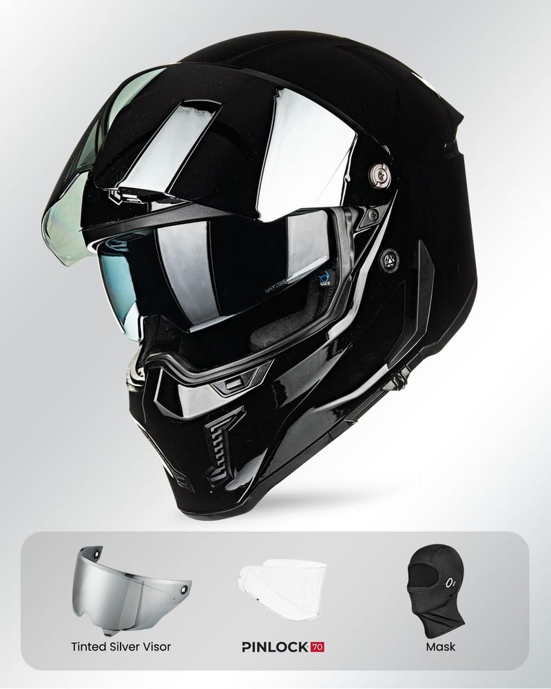 ILM Motorcycle Helmets for Adult Men Women Full Face DOT ECE Powersports Dual Visor Street Racing Helmet with Pinlock Cascos para Motos Model MF509 (Gloss Blacks, S) - Image 4