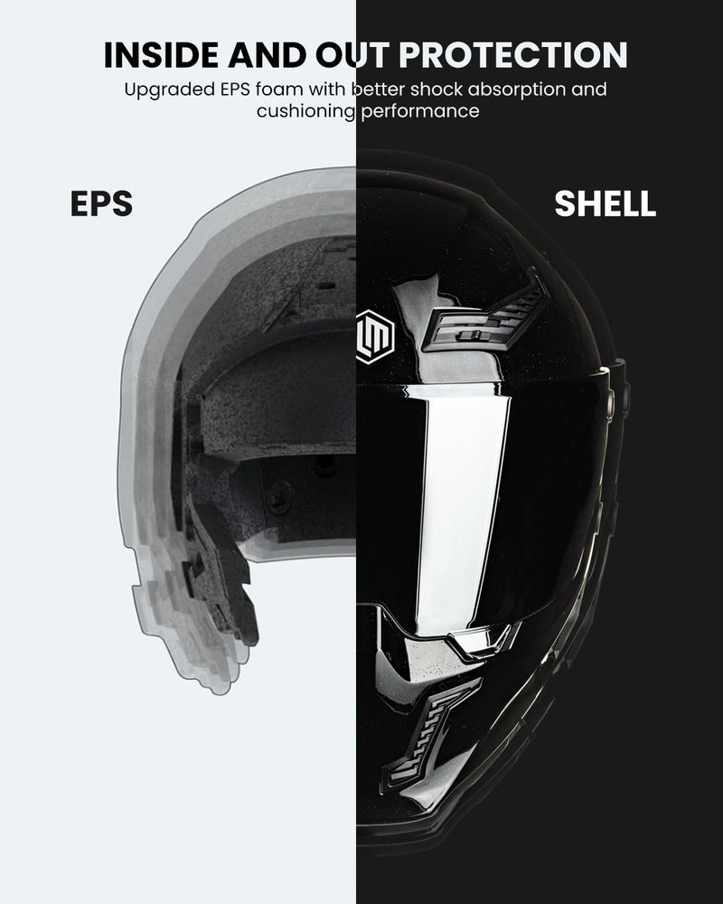 ILM Motorcycle Helmets for Adult Men Women Full Face DOT ECE Powersports Dual Visor Street Racing Helmet with Pinlock Cascos para Motos Model MF509 (Gloss Blacks, S) - Image 5