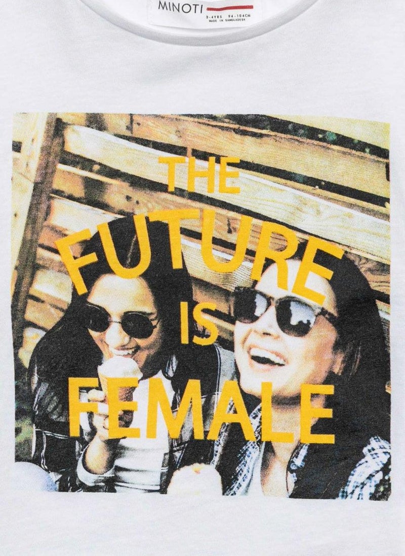 MINOTI Girls Short Sleeve T-Shirt with Front Print  - Image 3