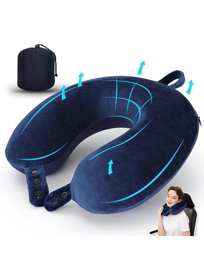 Arabest Travel Neck Pillow, Best Memory Foam Airplane Pillow for Head Support Soft Adjustable Pillow for Plane, Car & Home Recliner Use (Black)  - Image 1