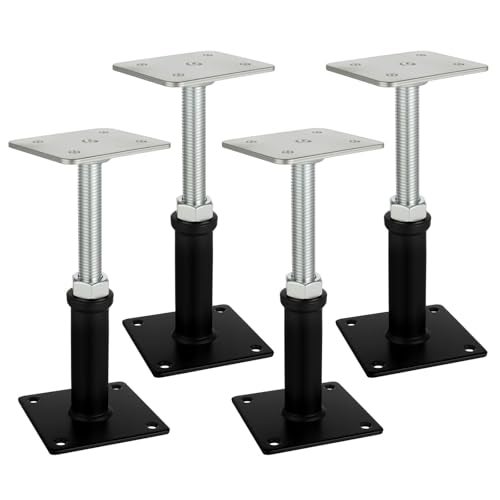 Alffun 4 Pack House Jacks for Leveling, Screw Jack Adjustable Floor Jack Post 6" to 9.5" Height Range, 4409 lbs Max Height Capacity, Crawl Space Jacks for Stairs, Porches, Roof Beams, Temporary Support - Image 1