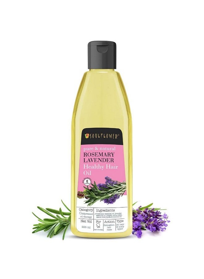 Soulflower Rosemary Lavender Hair Oil For Healthy Hair, Scalp, Hair Roots - 100% Pure & Natural Undiluted Coldpressed Oil, 225Ml - Image 1