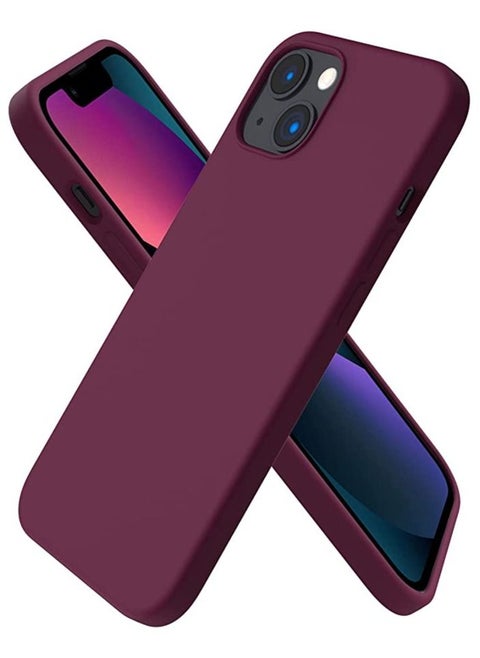 Compatible with iPhone 14 (6.1 Inch) Case, Liquid Silicone Case, Full Body Protective Cover, Shockproof, Slim Phone Case, Anti-Scratch Soft Microfiber Lining(wine red)