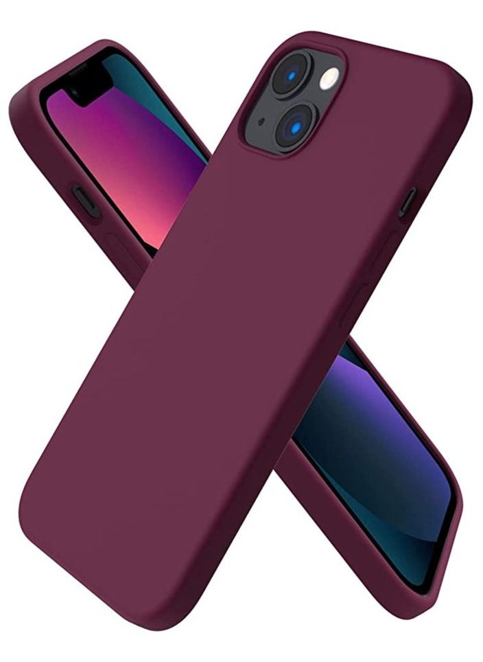 ماركة غير محددة - Compatible with iPhone 14 (6.1 Inch) Case, Liquid Silicone Case, Full Body Protective Cover, Shockproof, Slim Phone Case, Anti-Scratch Soft Microfiber Lining(wine red) - Image 1