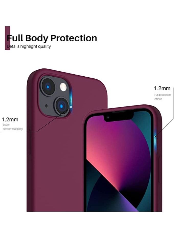 ماركة غير محددة - Compatible with iPhone 14 (6.1 Inch) Case, Liquid Silicone Case, Full Body Protective Cover, Shockproof, Slim Phone Case, Anti-Scratch Soft Microfiber Lining(wine red) - Image 1