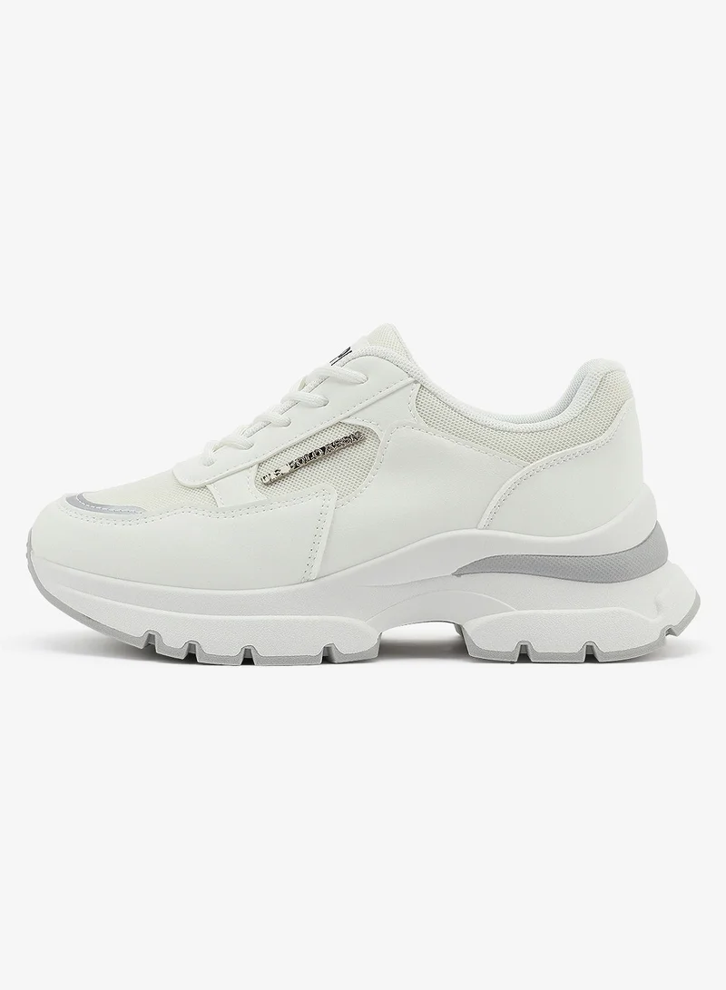 U.S. Polo Assn. Women's White Low-Top Sneakers - Lightweight Shoes & Trendy Design Shoes for Everyday Wear