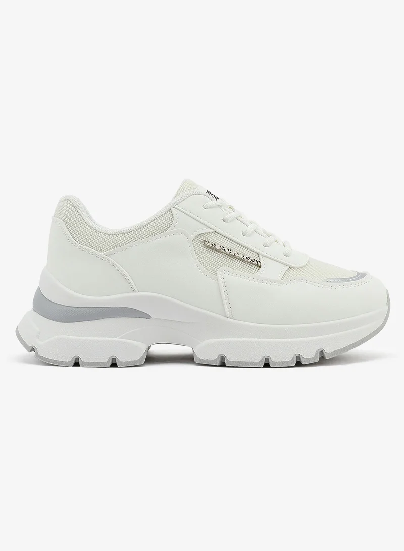 U.S. Polo Assn. Women's White Low-Top Sneakers - Lightweight Shoes & Trendy Design Shoes for Everyday Wear