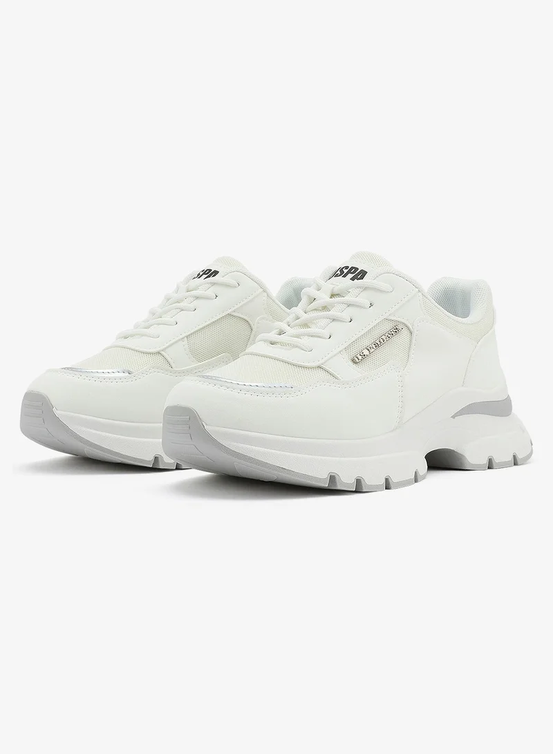 U.S. Polo Assn. white Women's White Low-Top Sneakers - Lightweight Shoes & Trendy Design Shoes for Everyday Wear for Women | Best Price UAE