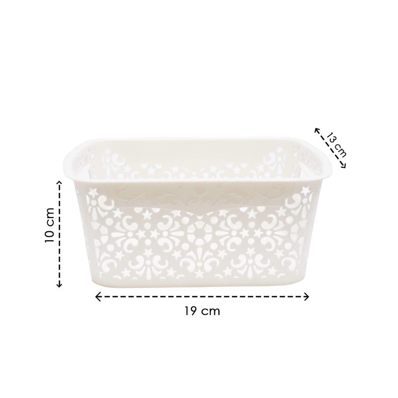 SIMPARTE Plastic Turkish Rectangular Basket for Storage KitchenVegetables Toys Books Office Stationery Utility Cosmetics Accessories Closet Wardrobe Cream 2 Small 1 Medium Set of 3 - Image 5