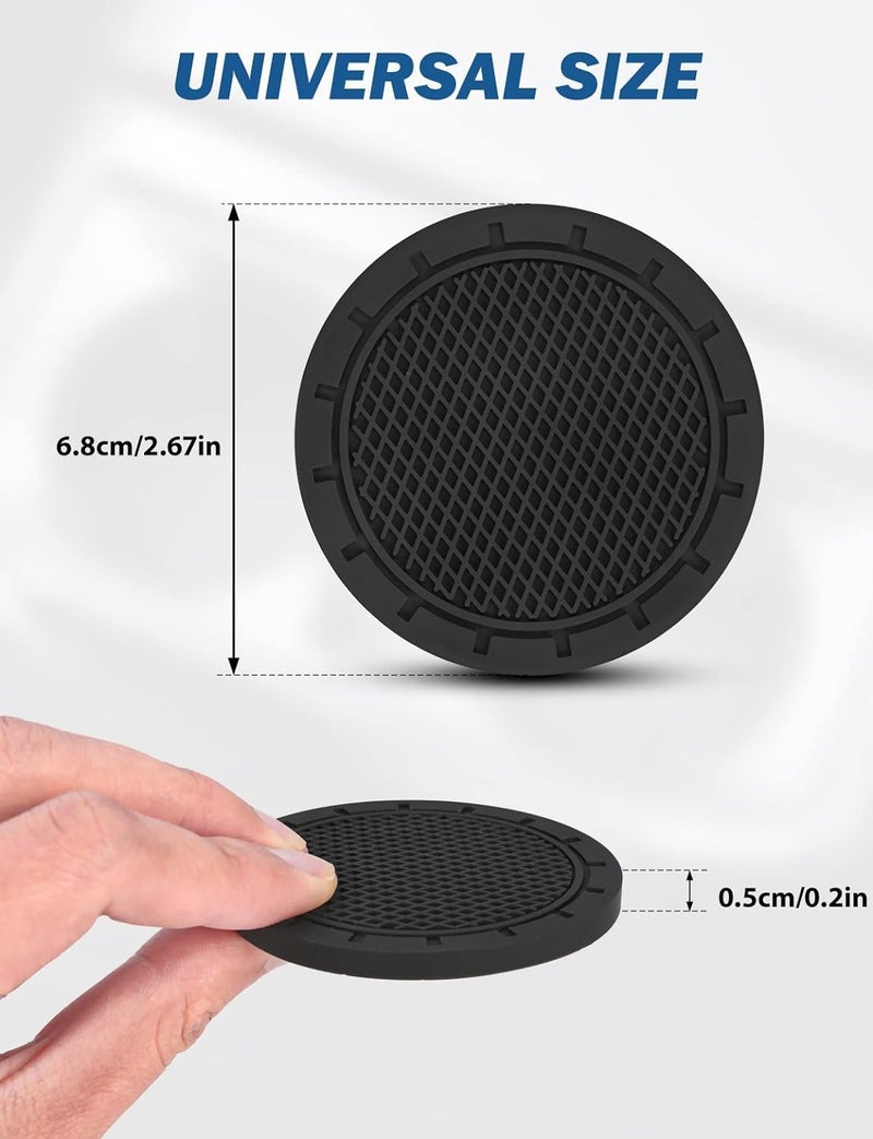 JOYTUTUS Car Cup Holder Coaster, 2 Pack Universal Anti-Slip Shockproof Car Coasters, 2.75 inch PVC Cup Holder Insert Coaster, Car Interior Accessories for Car, SUV, Truck (Black) - Image 2