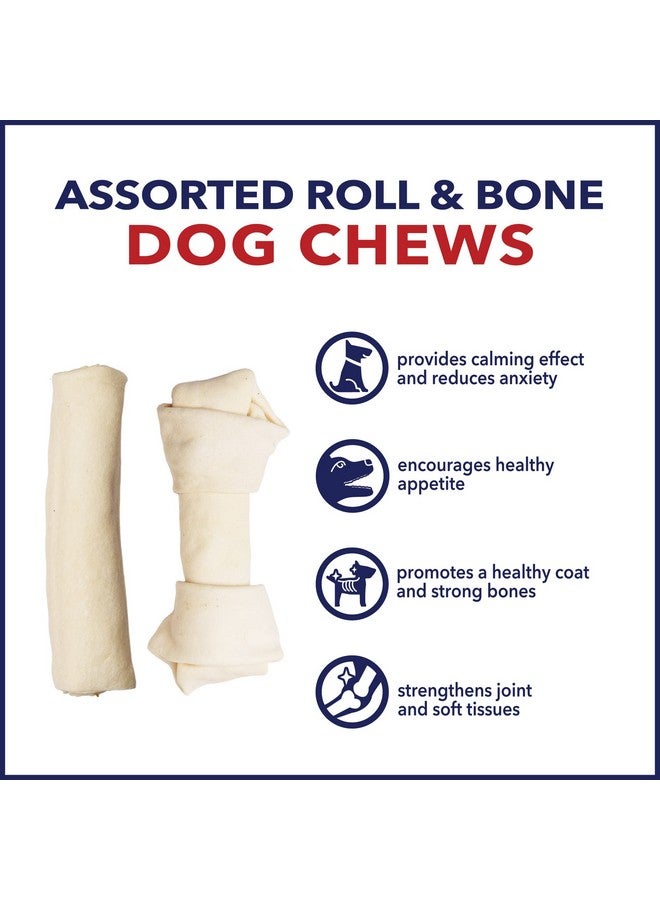 Pet Factory 100% Made in USA Beefhide 6-7" Assorted (Bones & Rolls) Dog Chew Treats - Natural Flavor, 10 Count/1 Pack - Image 5