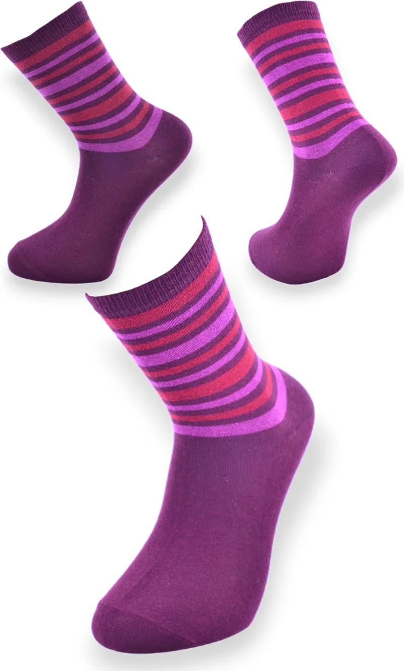 اسينتي Women's Socket Colorful Patterned Long Thin Cotton Socks 5 Pieces