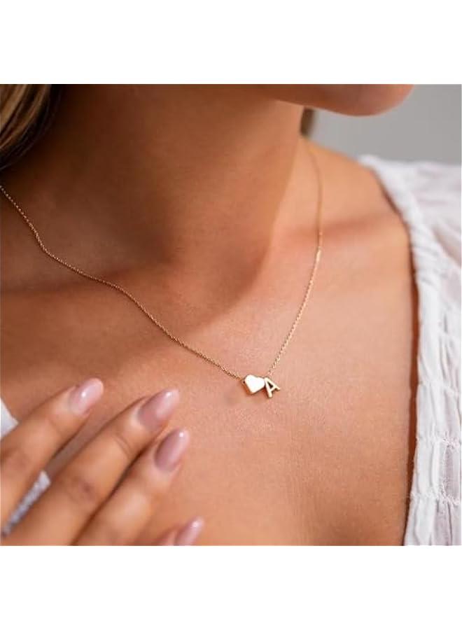 Mothers Day Gifts for Mom Women Teen Girls - 18K Gold Plated Heart Initial A-Z Necklace Dainty Heart Necklaces Tiny Initial Necklaces Birthday Gifts for Women Jewelry - Image 3