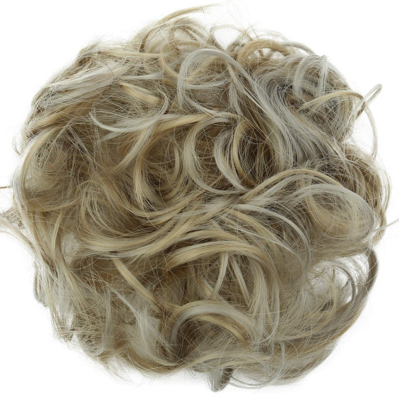 CAISHA Messy Scrunchie Bun Voluminous Wavy Hairpiece Heatresistant Synthetic Fibres Ash Blonde Mix G32A