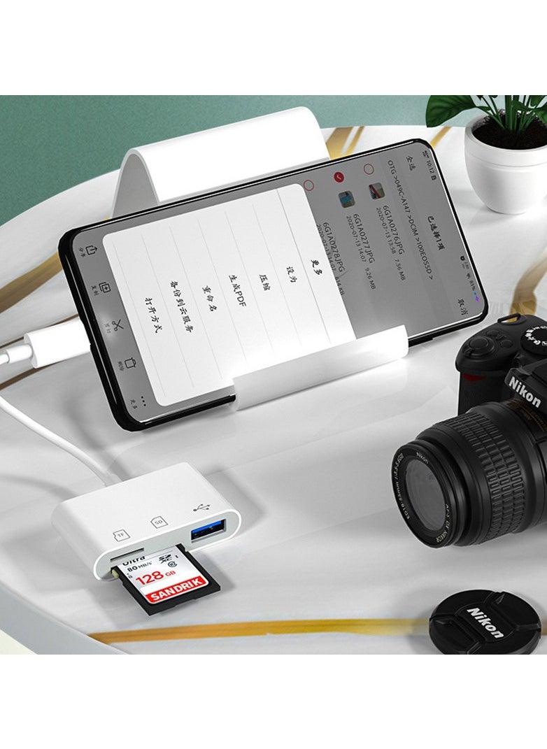 Samu - 3-In-1 Apple Lightning Card Reader to SD TF USB Connection Smart Memory Card Reader White - Image 1
