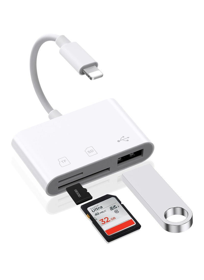Samu - 3-In-1 Apple Lightning Card Reader to SD TF USB Connection Smart Memory Card Reader White - Image 1