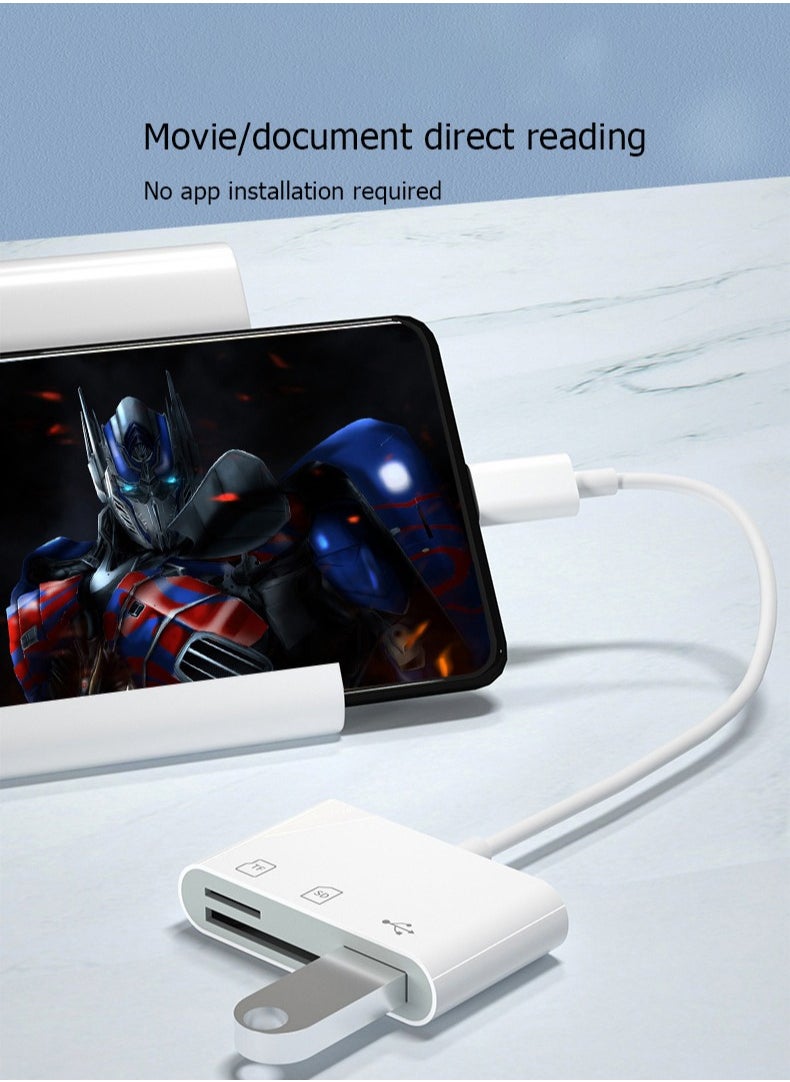 Samu - 3-In-1 Apple Lightning Card Reader to SD TF USB Connection Smart Memory Card Reader White - Image 1