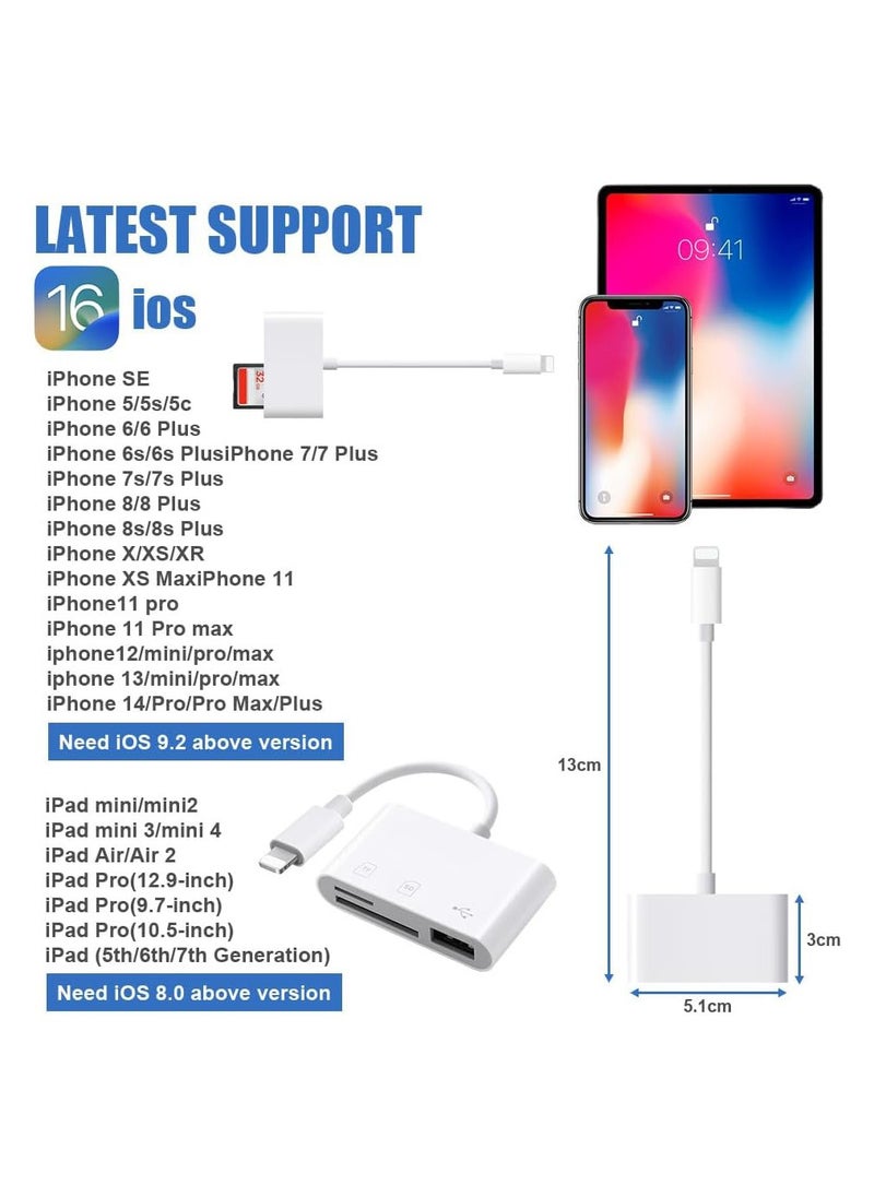 Samu - 3-In-1 Apple Lightning Card Reader to SD TF USB Connection Smart Memory Card Reader White - Image 1
