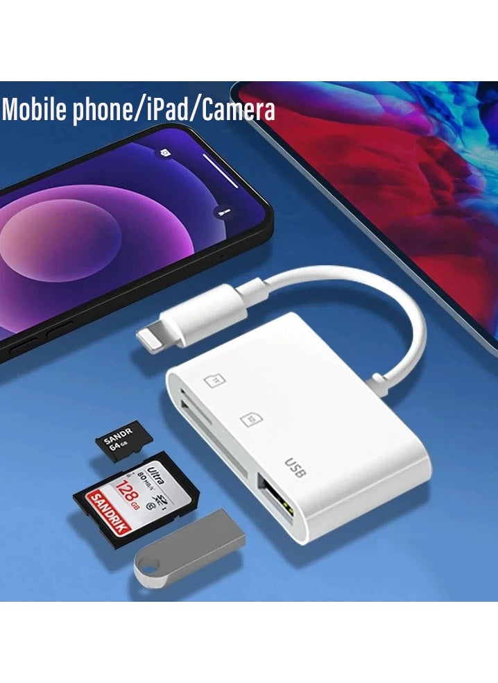 Samu - 3-In-1 Apple Lightning Card Reader to SD TF USB Connection Smart Memory Card Reader White - Image 1