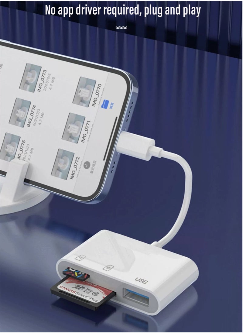 Samu - 3-In-1 Apple Lightning Card Reader to SD TF USB Connection Smart Memory Card Reader White - Image 1