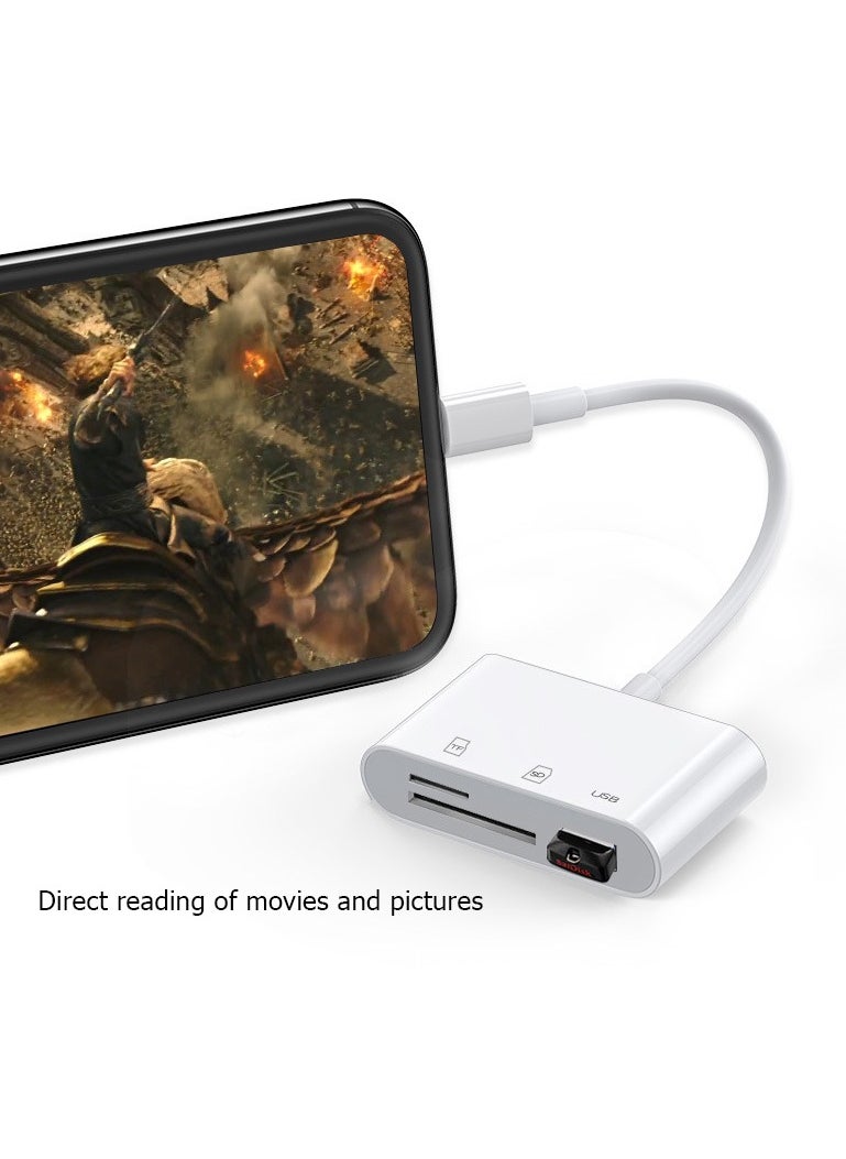 Samu - 3-In-1 Apple Lightning Card Reader to SD TF USB Connection Smart Memory Card Reader White - Image 1