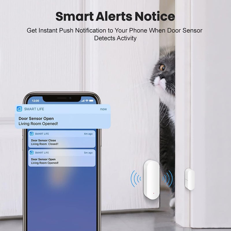 Senckit Wifi Door Sensor: Smart Open/Closed Detectors with App Notification, Compatible with Alexa and Google Assistant - Image 2