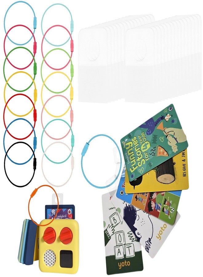 CUBACO 300PCS Yoto Card Holder Self Adhesive Tabs with 15 Ring Loops, Card Holder for Kids Travel Ring Yoto Accessories Heavy Duty Card Organizer Storage - Image 1