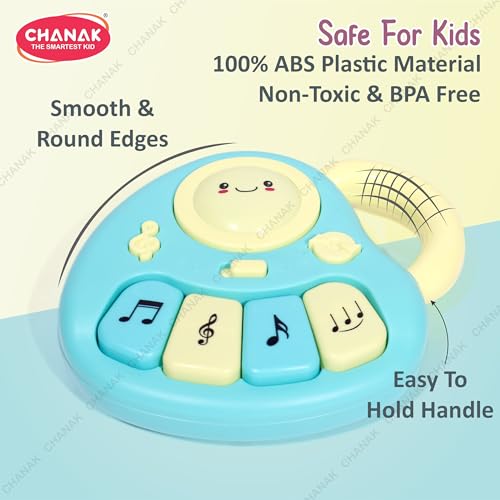 Chanak Baby Piano Musical Infant Toy 4 Key Nodes with 31 Music melodies Includes Learning Numbers & Shapes, Flashing Lights Early Learning Baby Tiny Tunes for Boys Girls, 6 to 12 Months (Blue/Yellow) - Image 2