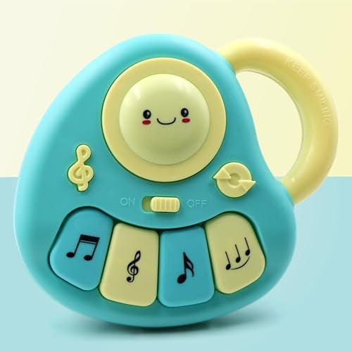 Chanak Baby Piano Musical Infant Toy 4 Key Nodes with 31 Music melodies Includes Learning Numbers & Shapes, Flashing Lights Early Learning Baby Tiny Tunes for Boys Girls, 6 to 12 Months (Blue/Yellow) - Image 1