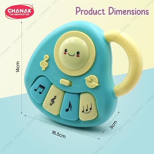 Chanak Baby Piano Musical Infant Toy 4 Key Nodes with 31 Music melodies Includes Learning Numbers & Shapes, Flashing Lights Early Learning Baby Tiny Tunes for Boys Girls, 6 to 12 Months (Blue/Yellow) - Image 3