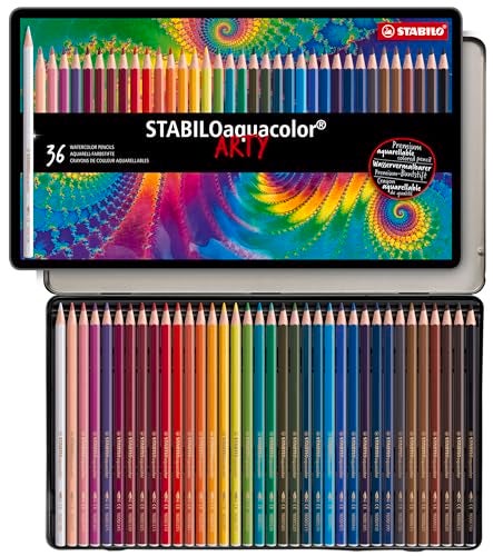STABILO Aquarellable Coloring Pencil - STABILOaquacolor - Tin of 36 - Assorted Colors - Image 1