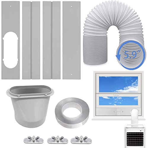 Coolaihan Coolaihan Portable Air Conditioner Vent Kit with 59 Exhaust Hose Universal Seal for AC Unit Window Kit with Coupler for Sliding Horizontal or Vertical Windows 