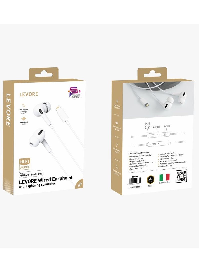 Levore Wired Earphones With MFI Lightning Connector 1.2m with ruble - White - pzsku/Z3DF69035AF4B614B3D74Z/45/_/1722944544/57d8b6a2-9c95-4a2f-8e31-fb64fd29e771