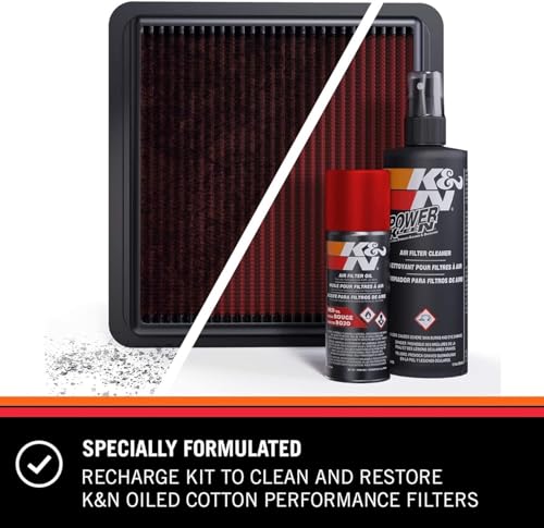 K+N K&N Air Filter Cleaning Kit: Aerosol Filter Cleaner and Oil Kit; Restores Engine Air Filter Performance; Service Kit-99-5000, Multi - Image 4