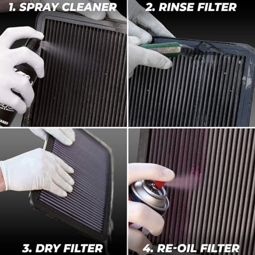K+N K&N Air Filter Cleaning Kit: Aerosol Filter Cleaner and Oil Kit; Restores Engine Air Filter Performance; Service Kit-99-5000, Multi - Image 5