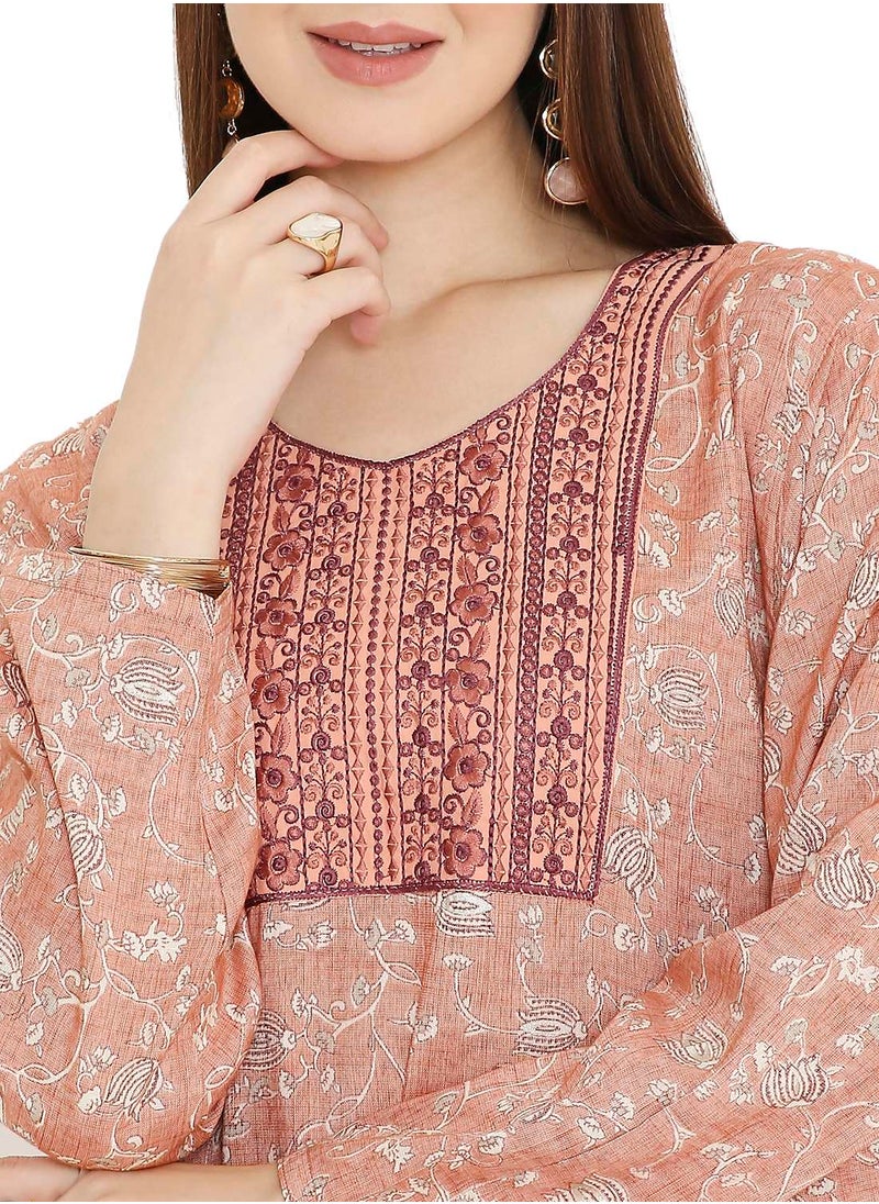HANA & SARA LONG VISCOSE UNIQUE THREAD EMBROIDERY WITH STYLISH PRINTED ARABIC KAFTAN JALABIYA DRESS  - Image 3